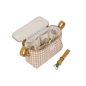 3 Sprouts Stroller Organizer, Quilt/Gingham mustard print