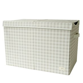 3 Sprouts Folding toy chest, Gingham beige