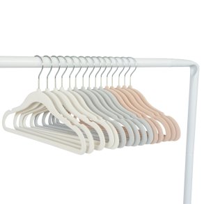 3 Sprouts Velvet Hanger (Set of 15), ass. Cream /gray/hazelnut