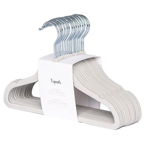 3 Sprouts Velvet Hanger (Set of 15), Gray
