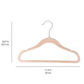 3 Sprouts Velvet Hanger (Set of 15), Hazelnut