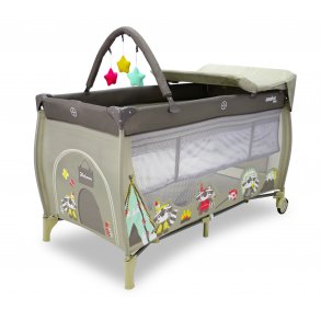 Asalvo Travel Cot Complete with Insert, Changing Table and Opening, Racoon