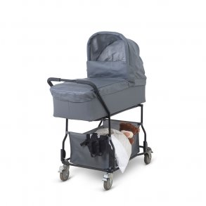 Babytrold Institutionsvogn Krybbe med Opbevaringskurv, Gr Skai