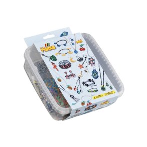 Hama Mini perler og stift plader i plasticbeholder, Sekskant/rund
