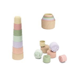 Kinder and Kids Mjuk plast badleksak stapelkopp med mnster och hl (7 st.)