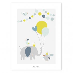 Lilipinso Affisch 30x40cm, Sarah Betz/Elefant med Ballonger/Pojke