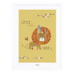 Lilipinso Affisch Little Indians med ram 30x40cm, Lejon/Vit