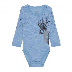 Hust and Claire Body i Uld/Bambus med Motiv, Bl
