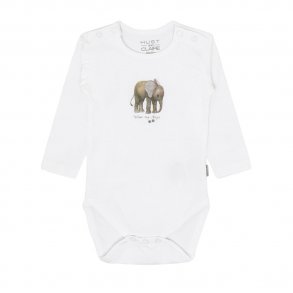 Hust and Claire Bebe Bodystocking L/S m. Elefant - Hvid