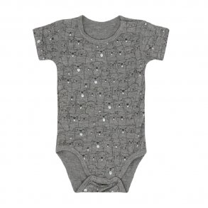 Hust and Claire Bue Bodystocking m. Korte rmer og Print i Gr Bambus