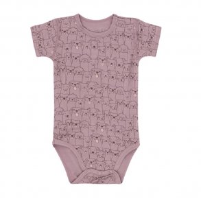 Hust and Claire Bue Bambus Bodystocking i Lavendel m. Print og Korte rmer