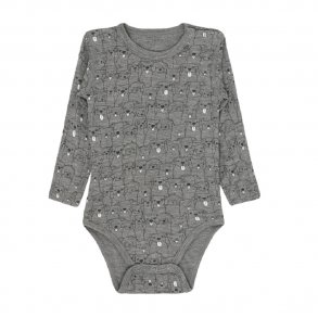 Hust and Claire Buller Bambus Bodystocking i Gr m. Print af Hunde