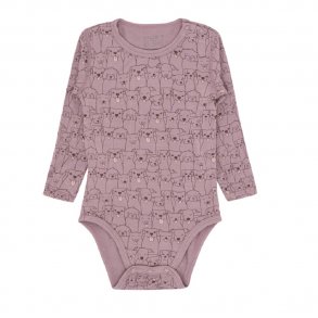 Hust and Claire Buller Bodystocking i Bambus Lavendel m. Hunde Print