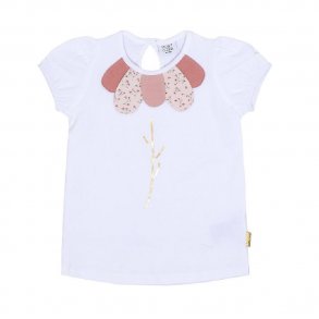 Hust and Claire T-shirt i Hvid med Rosa blomst