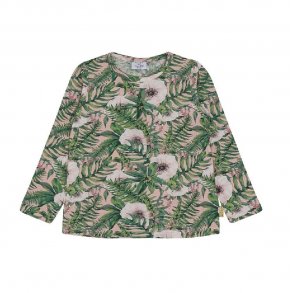 Hust and Claire Langrmet T-shirt Med Blomster og Blade