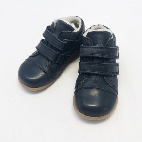 Pom Pom Starter Sko i Uld med Velcro, Navy