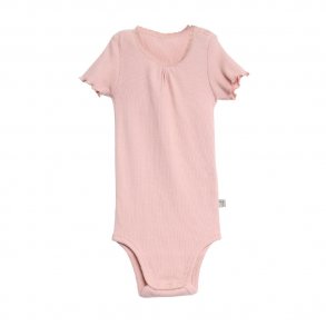 Wheat Rib Lace Body SS i Rosa