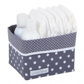 Little Dutch Baby Storage Basket Small, Gray with dots