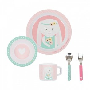 Little Dutch Dinning set in Melamine (5 Pcs), Star/Rose