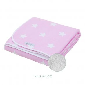 Little Dutch Bedspread, Pure & Soft, 110 cm x 140 cm, Pink with white stars