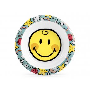 Smiley Dyb tallerken, Hvid/bl