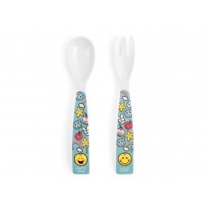 Smiley Bestickset (2 delar), Bl