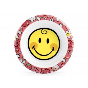 Smiley Dyb tallerken, Hvid/rosa