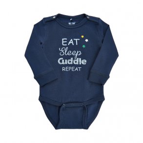 ME TOO Body Langrmet med Tekst, Dress Blue