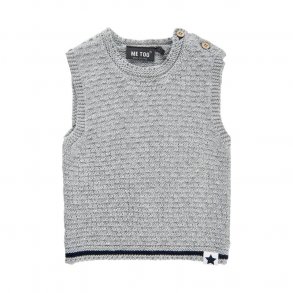 ME TOO Vest i Strik, Light Grey Melange