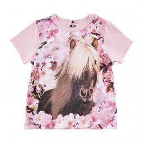 ME TOO Kortrmet T-shirt med Print, Hest/Pink Mist