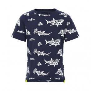 ME TOO T-Shirt SS, Dress Blue med Haj og Krabbe