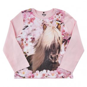 ME TOO Langrmet T-shirt med Print, Hest/Pink Mist