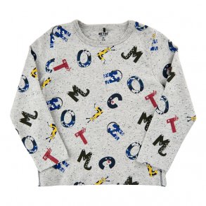 ME TOO T-Shirt LS, Bogstavedyr/Light Grey Melange