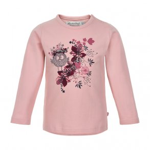 Minymo Langrmet T-Shirt, Blomster og Kylling/Silver Pink