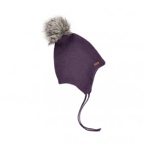 Minymo Hue med Kvast, Strik/Loganberry