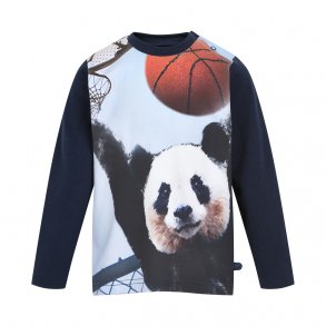 Minymo Langrmet T-Shirt, Panda/Navy Blazer