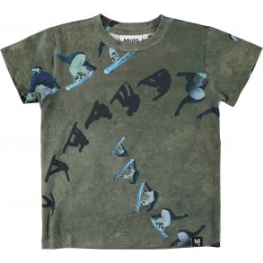 Molo Raymont T-shirt i Grn med Snowboard Lbere