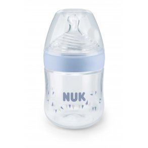 NUK Nature Sense PP-Flaska  150ml med Silikonnapp - Nappstorlek: 0-6 mdr., Bl