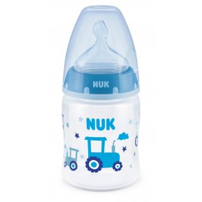NUK First Choice+ PP Babyflasche 150 ml mit Temperaturkontrolle und Silikonsauger, Blau