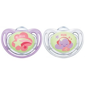 NUK Freestyle Night & Day Silikone Sut (2 stk.) - Suttestrrelse: 0-6 mdr., Lilla
