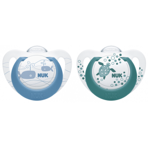 NUK Genius Color Silikone Sut (2 stk.) - Suttestrrelse: 6-18 mdr., Blue/Green