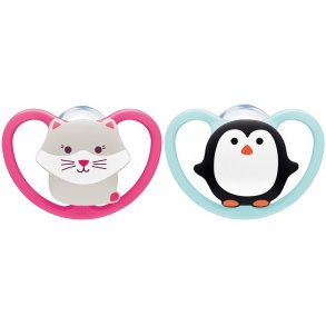 NUK Space Silikone Sut (2 stk.) - Suttestrrelse: 6-18 mdr., Kat/Pingvin