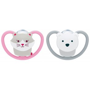 NUK Space Silikone Sut (2 stk.) - Suttestrrelse: 6-18 mdr., Kat/Isbjrn