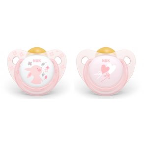 NUK Trendline Naturgummi Sut (2 stk.) - Suttestrrelse: 0-6 mdr., Baby Rose