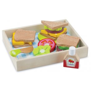 New Classic Toys Sandwich-set med bricka, tr