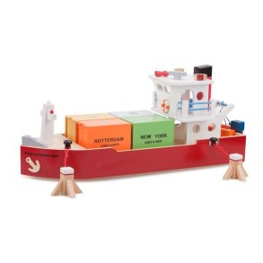 New Classic Toys Containerfartyg m. 4 containrar 