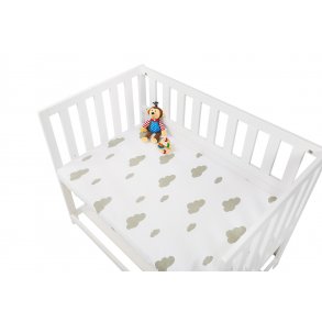 Pinolino Str�klagen til Vugge, Bedside Crib og Barnevogn (2 stk.), Jersey/Gr� Skyer