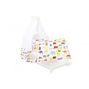 Pinolino Tekstil Udstyr til Tremme-/Babyseng (4 dele), Happy Zoo