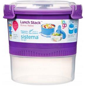 Sistema Matbox med Bestik 965 ml, Lunch Stack To Go/Lila