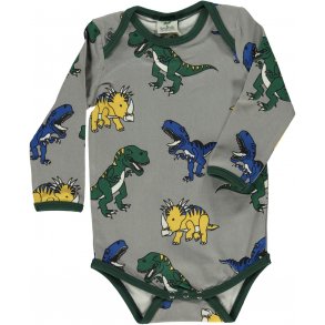 Smfolk  Bodysuit LS med Dinosaurus, Wilde Dove